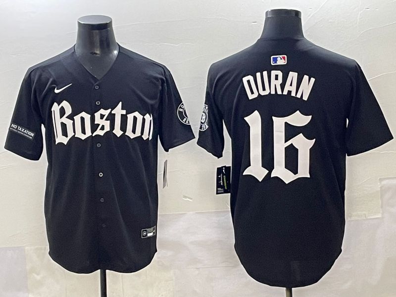Men 2025 Boston Red Sox 16 Duran Black Five generations Joint Name Nike MLB Jersey style 15